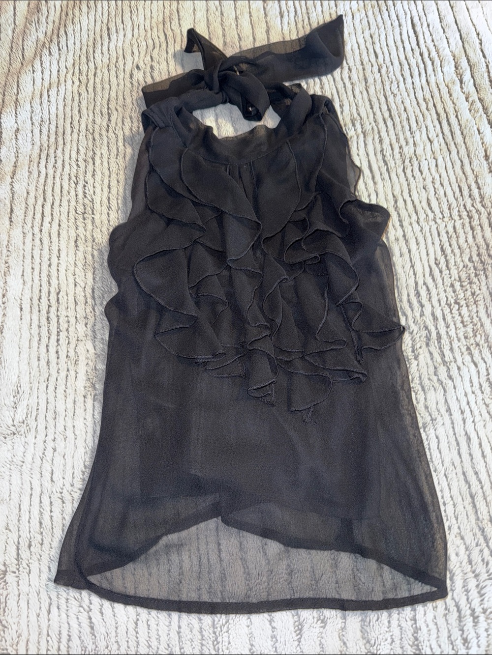 Black Ruffle Halter Camisole Top
